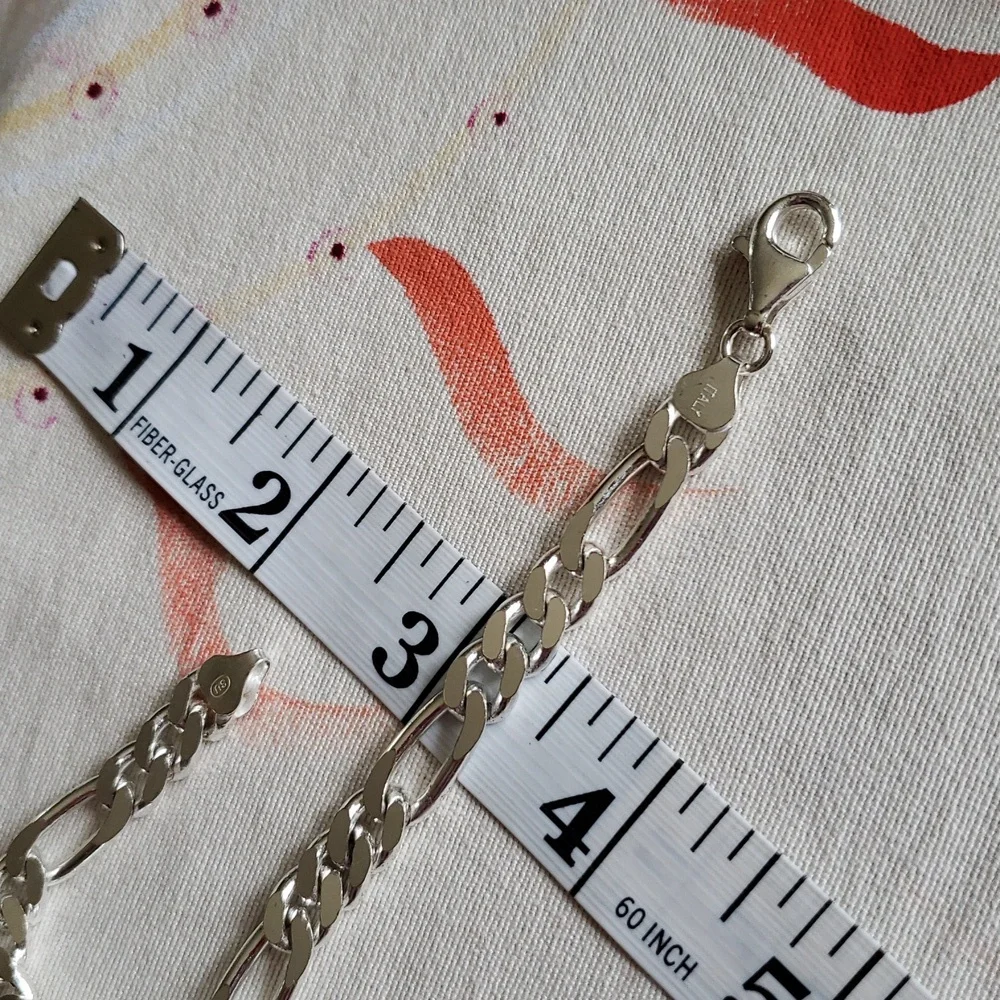 Figaro Silver Bracelet 8in